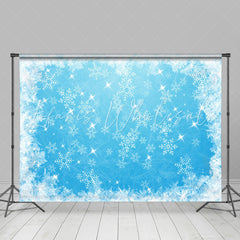 Lofaris Blue Snowflake Glitter Winter Christmas Backdrop