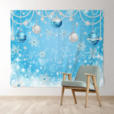 Lofaris Blue Snowflakes With Christmas Balls Holiday Backdrop
