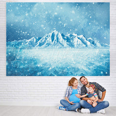 Lofaris Blue Snowmountain And Snowflake Baby Shower Backdrop