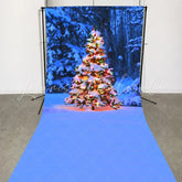 Lofaris Blue Snowy Christmas Tree Winter Photo Backdrop?