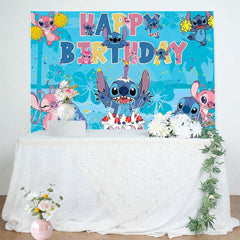 Blue Stitch Backdrop For Boy Birthday Decorations