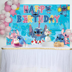 Blue Stitch Backdrop For Boy Birthday Decorations