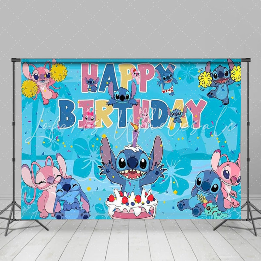 Blue Stitch Backdrop For Boy Birthday Decorations