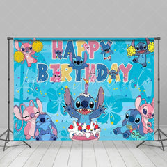 Blue Stitch Backdrop For Boy Birthday Decorations