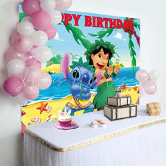 Blue Stitch Lilo Kids Fun Themed Birthday Party Backdrop For Children