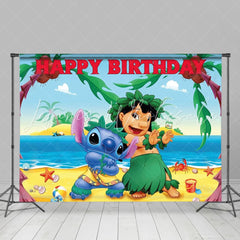 Blue Stitch Lilo Kids Fun Themed Birthday Party Backdrop For Children