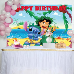 Blue Stitch Lilo Kids Fun Themed Birthday Party Backdrop For Children