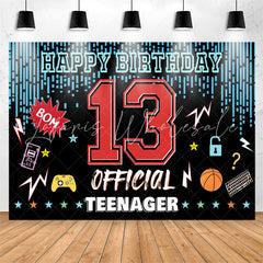 Lofaris Blue Strings Game Patterns Happy 13th Birthday Backdrop