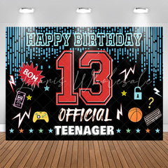 Lofaris Blue Strings Game Patterns Happy 13th Birthday Backdrop