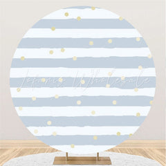 Lofaris Blue Stripes And Spot Round Happy Birthday Party Backdorp