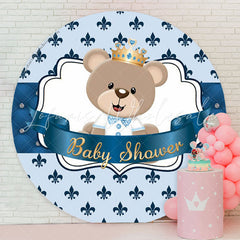 Lofaris Blue Teddy Bear Baby Shower Round Backdrop For Boy