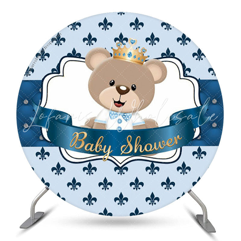 Lofaris Blue Teddy Bear Baby Shower Round Backdrop For Boy