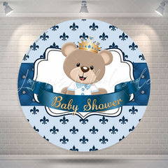 Lofaris Blue Teddy Bear Baby Shower Round Backdrop For Boy