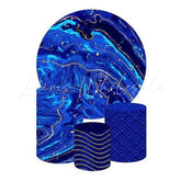 Blue Themed Round Backdrop and Cylinders Kit for Events