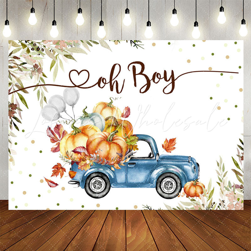 Lofaris Blue Truck Balloon Pumpkin Boy Baby Shower Backdrop