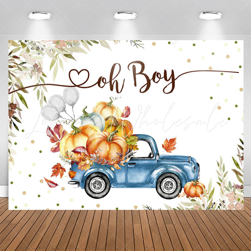 Lofaris Blue Truck Balloon Pumpkin Boy Baby Shower Backdrop