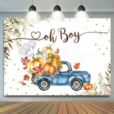 Lofaris Blue Truck Balloon Pumpkin Boy Baby Shower Backdrop