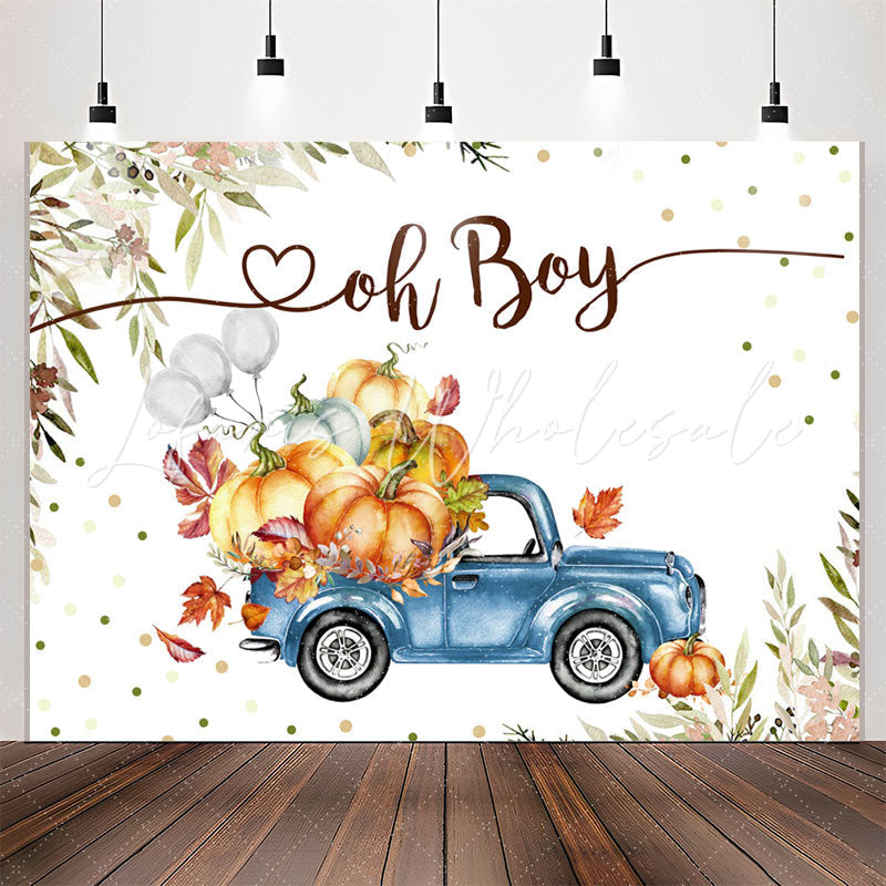 Lofaris Blue Truck Balloon Pumpkin Boy Baby Shower Backdrop