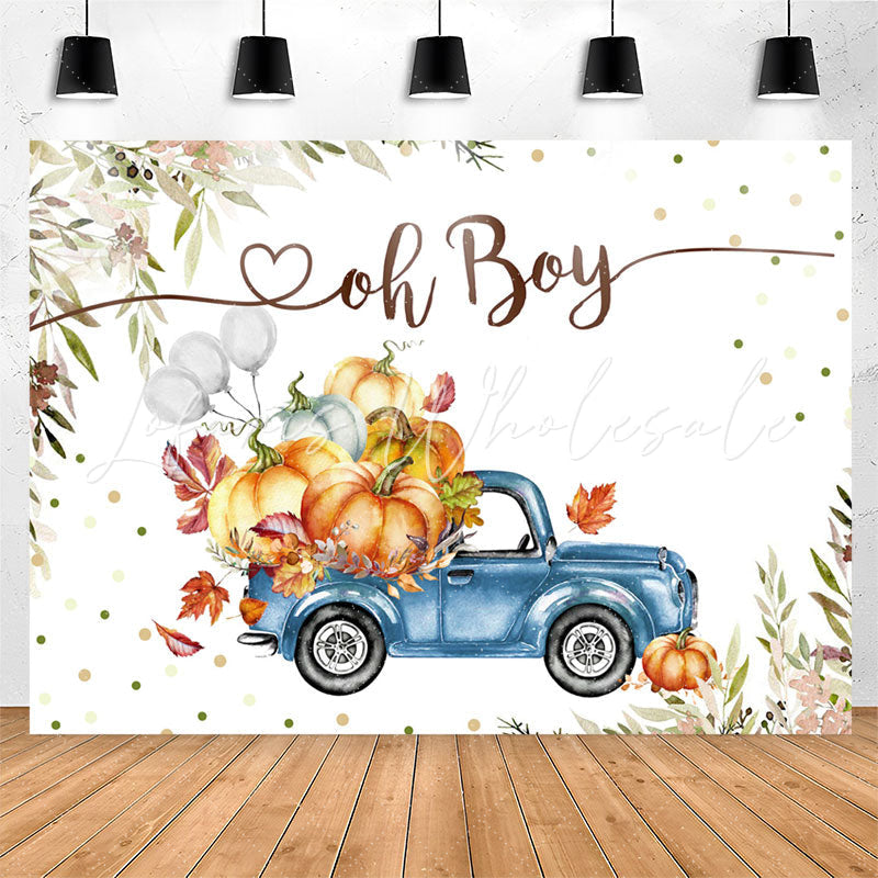 Lofaris Blue Truck Balloon Pumpkin Boy Baby Shower Backdrop