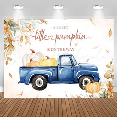 Lofaris Blue Truck Little Pumpkin Leaf Baby Shower Backdrop