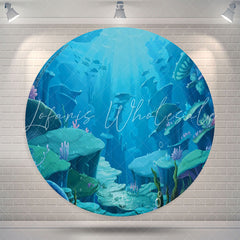 Lofaris Blue Underwater World Round Birthday Party Backdrop