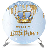 Lofaris Blue Welcome Little Prince Round Baby Shower Backdrop