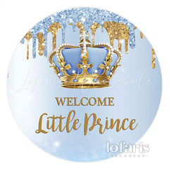 Lofaris Blue Welcome Little Prince Round Baby Shower Backdrop
