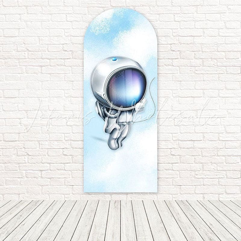 Blue White Astronaut Arch Backdrop For Cosmic Party Decorations