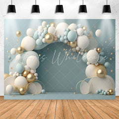 Lofaris Blue White Balloon Gold Star 1st Birthday Backdrop