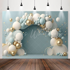 Lofaris Blue White Balloon Gold Star 1st Birthday Backdrop