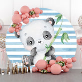 Lofaris Blue White Bamboo Panda Round Baby Shower Backdrop