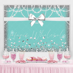 Lofaris Blue White Bowknot Glitter Diamond Birthday Backdrop