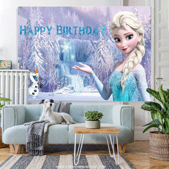 Lofaris Blue Winter Glitter Forest Princess Happy Birthday Backdrop