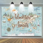 Lofaris Blue World Map Travel Baby Shower Backdrop For Boy