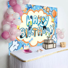 Bluey Cartoon Blue Dog Balloon Paw Birthday Photography Backdrop