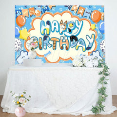 Bluey Cartoon Blue Dog Balloon Paw Birthday Photography Backdrop