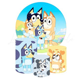 Bluey Themed Round Backdrop and Cylinder Kit for Parties