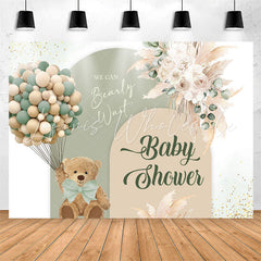 Lofaris Bohemian Floral Bear Balloon Baby Shower Backdrop