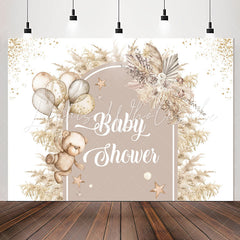 Lofaris Bohemian Floral Bear Feather Baby Shower Backdrop