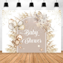 Lofaris Bohemian Floral Bear Feather Baby Shower Backdrop