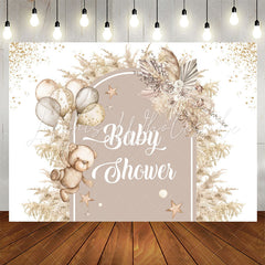 Lofaris Bohemian Floral Bear Feather Baby Shower Backdrop