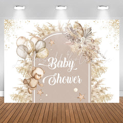 Lofaris Bohemian Floral Bear Feather Baby Shower Backdrop