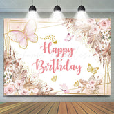 Lofaris Boho Butterfly Floral Birthday Backdrop For Girl