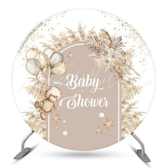 Lofaris Boho Floral Bear Balloon Round Baby Shower Backdrop
