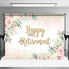 Lofaris Boho Floral Gold Happy Retirement Party Backdrop