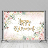 Lofaris Boho Floral Gold Happy Retirement Party Backdrop