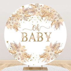 Lofaris Boho Floral Oh Baby Round Gender Reveal Backdrop