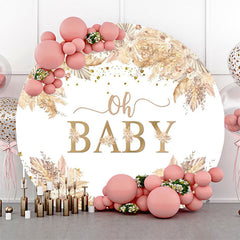 Lofaris Boho Floral Oh Baby Round Gender Reveal Backdrop