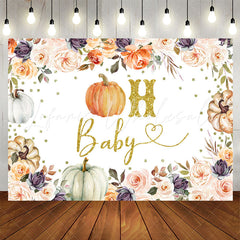 Lofaris Boho Floral Pumpkin Glitter Oh Baby Shower Backdrop