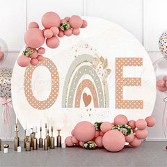 Lofaris Boho Floral Rainbow 1st Birthday Round Backdrop